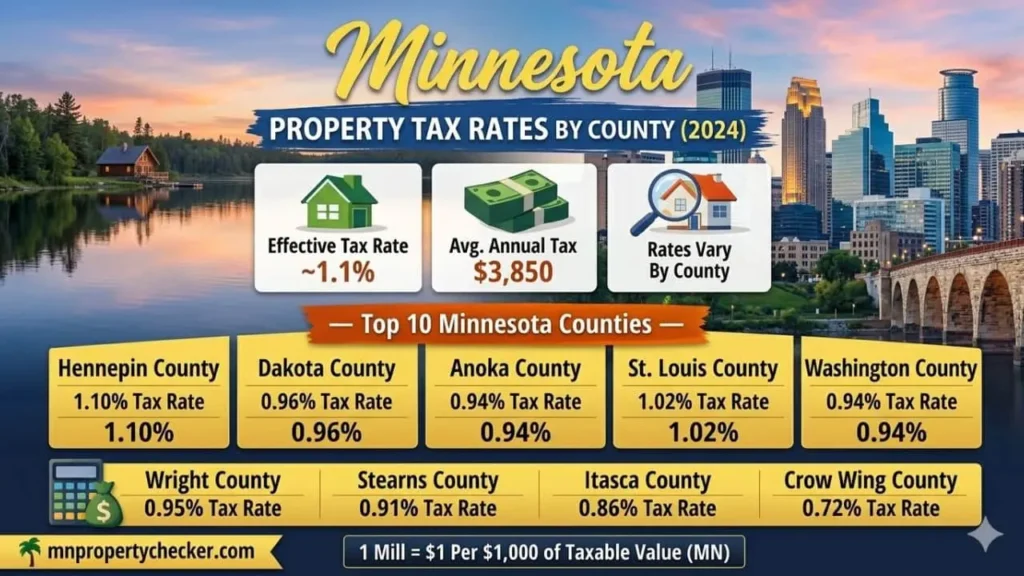 Minnesota Property Tax Rates by County: Median Home Values & Effective Rates